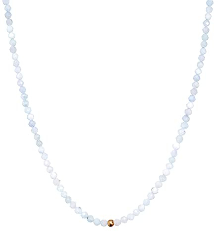 BERGERLIN Naturstein Perlenkette Damen Herren, facettiert, Gold/Silber | Facettierte Naturstein Perlenkette: bunte Halskette Damen & Herren, echte Edelsteine – vom deutschen Prüflabor bestätigt.