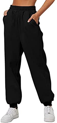 TBSCWYF Donna Harem Jogger Pantaloni con Tasconi Vita Alta Larghi Lunghi Elastico Caviglia Classico Fitness Pantalone Running Sportiva Pantaloni Sportivi