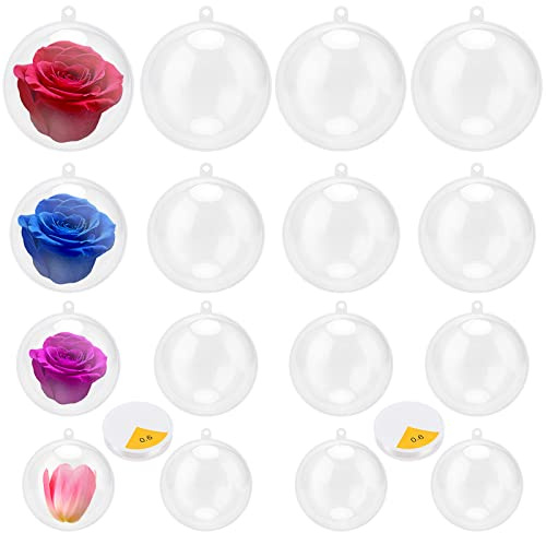 PINGEUI 60 Stück Acrylkugeln zum Befüllen, 3cm 4cm 5cm 6cm Weihnachtskugeln Kunststoff Durchsichtig mit Aufhängeschnur, Transparente Bastelkugeln Plastik für Hochzeit Weihnachten Home Decor