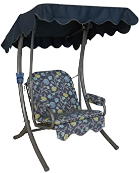 Angerer Freizeitmöbel GmbH Hollywoodschaukel 1-Sitzer - Gartenschaukel Made in Germany - Schaukel zum Sitzen und Entspannen - einfache Montage (Grün-Beige geblümt)