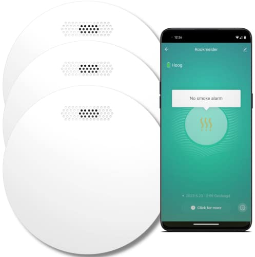 Aroha Smart Connect Rilevatore di Fumo WiFi - Batteria da 10 Anni, Sensore Fumo WiFi Con App Tuya & Smartlife - Allarme Anticendio - 3 pezzi
