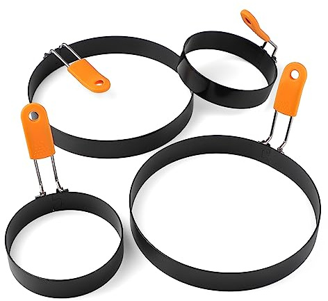 4 Pcs Egg Rings for Frying Eggs Stainless Steel Pancake Rings for Griddle Nonstick Fried Egg Rings for Muffins (Set of 4)
