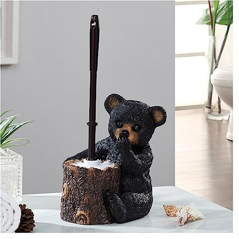 ALSAM Toilettenbürste und Halter, niedlicher Harzbär, Toilettenschüsselbürste und Halter, kreative Tier-Toilettenreinigerbürste for Badezimmer