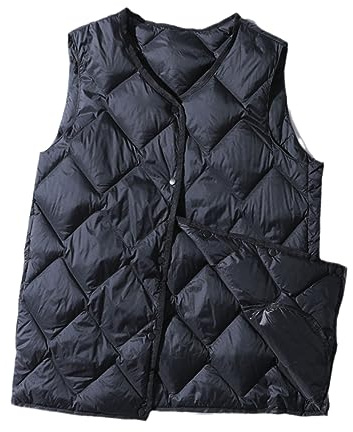 Dcvmvmn Gilet En Duvet De Canard Blanc Sans Manches Pour Femme Chaud Et Fin Automne 2023 Black1 XXL
