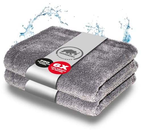 Mammoth Microfibres 2x Super Absorbent Car Drying Towel, 1150 GSM, Grey, Microfiber, Car Cleaning Cloth, 44x75 cm