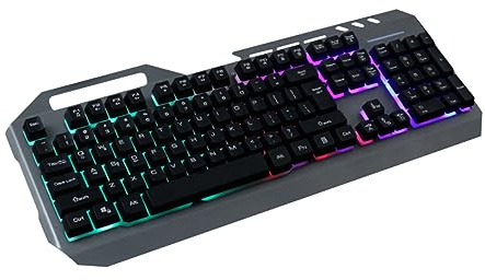 CAXUSD Tastiera Gaming USB 2.0 a 104 Tasti Nero per Laptop e Ufficio | 19 Tasti Anti-conflitto, Cappucci Removibili, Barra Spazio Rinforzata, Struttura Metallo-plastica, Uso Ergonomico