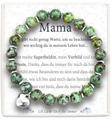 FAOMZQ Mama Geschenk, Perlenarmband Geschenke für Mutter, Afrikanischer Türkis Armband Schmuck für Beste Mama zum Muttertag Geburtstag Weihnachten, Grün