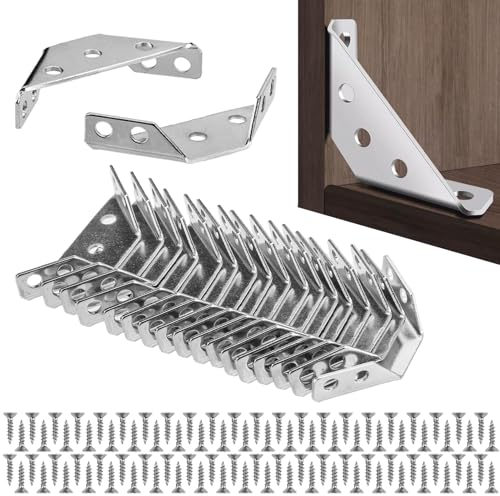 woshilaoDS 22 Pz Staffe Angolari, Squadrette Angolari per Legno, Squadrette Triangolari, Staffa Angolare Connettore Ferramenta per Mobili, Supporto Connettori Acciaio Inox per Mensole Armadi Tavoli