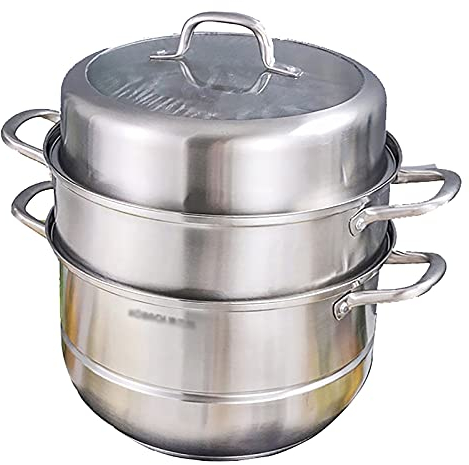 ANSNOW Gedämpfter Fischtopf Aus Edelstahl 304, Dicker Runder Dampfgarer, Gedämpfter Fisch-Induktionsherd, Meeresfrüchtetopf, Dampfgarer/28Cm