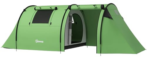 Outsunny Tenda da campeggio per 3-4 persone, grande tenda familiare con camera da letto e soggiorno, impermeabile 3000 mm, portatile, con borsa