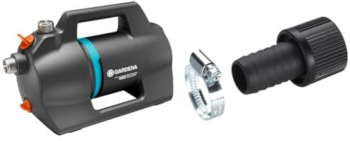 Gardena Gartenpumpe 4300 Silent: Sehr leise Bewässerungspumpe mit innovativem Gehäuse & Saugschlauch-Anschlussstück 25 mm (1 Zoll): Pumpen-Anschlussstück