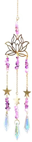 Attrape-soleil de fenêtre | Ornements prismatiques | Prisme en cristal à suspendre à une fenêtre, pendentif en forme de lune en cristal, fleur de lotus améthyste pour voiture, maison