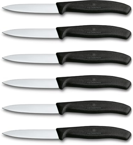 Victorinox Swiss Classic Profi Gemüsemesser-Set, 6-teilig, Allzweckmesser, Spitz, Scharfe Klingen, 8 cm, Robuste Kunststoffgriffe, Schwarz