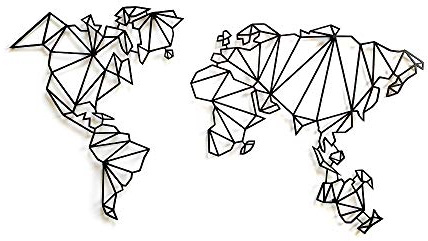 Decorizzly® Weltkarte aus Metall Magnettafel Wanddeko,120cm x 65cm Geometrische Moderne und Einzigartige Wanddekoration, Hauptzusatz, Dekoration World Map magnetisch (GEO Karte)