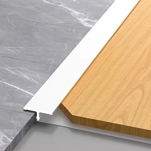 Raouoae Übergangsprofil Aus Aluminium 3 Stück 100cm T Profile Transition Boden Übergangsschiene Perfekter Abschluss Für Verschiedene Bodenarten(Weiß,Breite: 12mm)