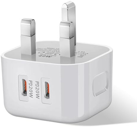 Apple USB-C Power Adapter, 40W Dual Port PD Charger for iPhone 15/15 Pro Max, iPad Pro/Air, Samsung Galaxy S24