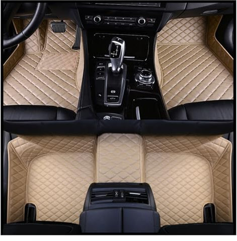 DZSFDGDDFGD Autoteppich Fußmatten Leder-Auto-Fußmatten Nach Maß Für A4 B8 2010 2011 2012 2013 2014(Beige)