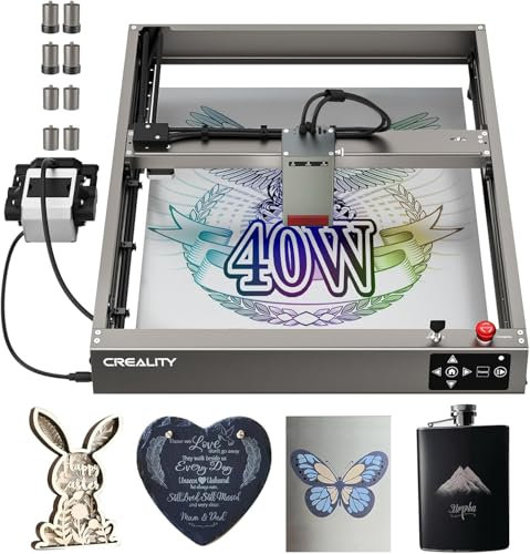 Creality 40W Laser Graviermaschine, Lasergravierer Lasergravur Maschine mit Air Assist, 25000mm/min Geschwindigkeit, Vormontierter Laser Cutter Engraver für Holz, Acryl, Metall, Leder