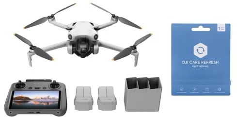 DJI Mini 4 Pro Fly More avec DJI RC 2 + Card Care Refresh 1-Year Plan, Mini Drone Pliable avec Caméra 4K, Moins de 0,549 lb/249 g, Temps de Vol de 34 min, 2 Batteries Supplémentaires, C0