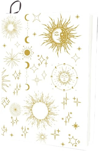 CRASPIRE Fundas Elásticas para Libros Fundas Blancas con Diseño de Sol Luna Y Estrellas Fundas Elásticas para Libros Fundas Protectoras de Nailon Grandes Lavables Y Reutilizables Fundas Elásticas