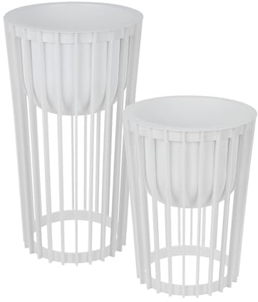 DIKEL Set di supporti per fiori Ø 30 cm x H 40 cm e 54 cm | Supporti per piante in robusto plastica, utilizzabili su entrambi i lati | Sgabello per fiori per interni ed esterni | Tavolo per piante