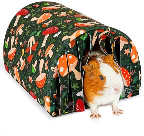 Hedgeink Casetta e Tunnel per Porcellini d’India con Tenda – Accessori per Conigli e Giocattolo Morbido con Cuscino, Rifugio Lavabile per Gabbie di Cavie, Furetti, Ricci, Cincillà e Piccoli Animali