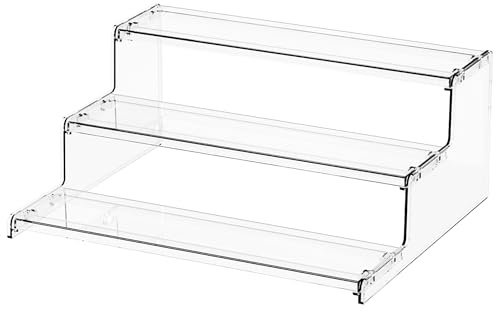 Yieach 3 Tier Acrylic Display Stands for Cupcake Stand,Dessert,Perfume Stand Organizer and Figurine Display Shelf,Tiered Clear Acrylic Display Risers for Cologne,Collection,Spice Rack,Perfume Display