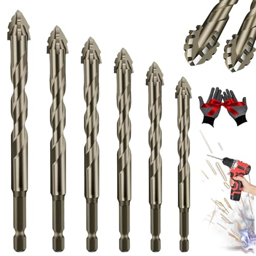 Quickpierce High-Performance Titanium-Coated Drill and Tap Set, Four Blade Serrated Eccentric Drill Bits, New Four-Flute Sawtooth Eccentric Drills Bit Set (6Pcs(4/5/6/8/10/12))
