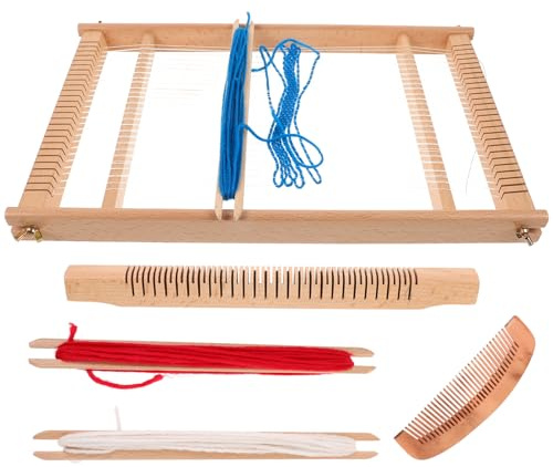 Angoily Holz Webrahmen für Robustes DIY Webgestell für Anfänger und Handarbeit Traditionelles Kognitives Vielseitiges