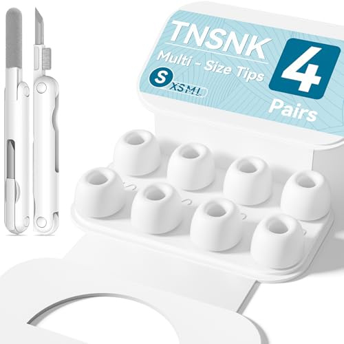 TNSNK Ersatz Ohrstöpsel für AirPods Pro 2nd/1st, Weiß (4 Paar Größe S)