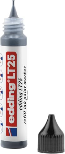 edding LT 25 Nachfülltinte Lackmarker – schwarz – 25 ml – mit Tropfenspender, zum schnellen Nachfüllen fast aller Paint Marker – Refill Set, Auffüllen statt Wegschmeißen