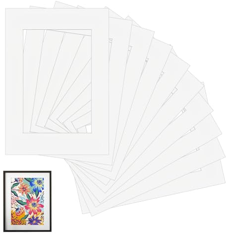 Mshan 10 morceaux de carton, carton blanc pour cadres photo, cadres photo doublés blancs, (20x25) taille extérieure (15x20) intérieure