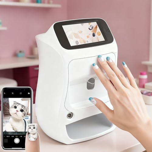 AUTUMFLATGAO 3D-Nagelkunstdrucker, Digitaler Nageldrucker Mit über 1000 Nagelbildern, Nagelkunstmaschine Mit Touchscreen, 10 Sekunden Fertig, Unterstützt WLAN/DIY