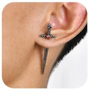 Ohrringe Herren Ohrstecker Schwert Edelstahl Gothic Punk Langes Ohrstecker Kreuz Dolch Schraube Helix Tragus Ohr Piercings für Männer Junge Dolch Edelstahl Keltischer Punk Hip Hop Schmuck