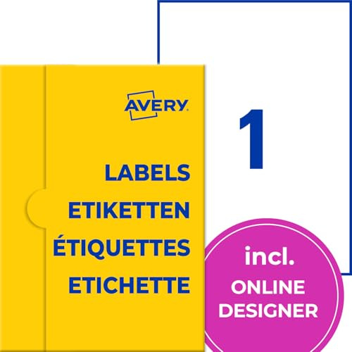 AVERY Zweckform Strukturpapier Etiketten (25 Aufkleber, 210x297mm auf A4, tiefkühlfeste (bis -20°C), selbstklebende Produktetiketten, permanent haftend) 25 Blatt, cremeweiß