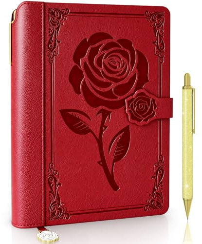Aocii leather Journal for Women, A5 lined Daily Journal Notebook, Pretty Journaling for Writing, Hardcover Vintage Travel Journals, 240 Pages/120 Sheets, Pen included