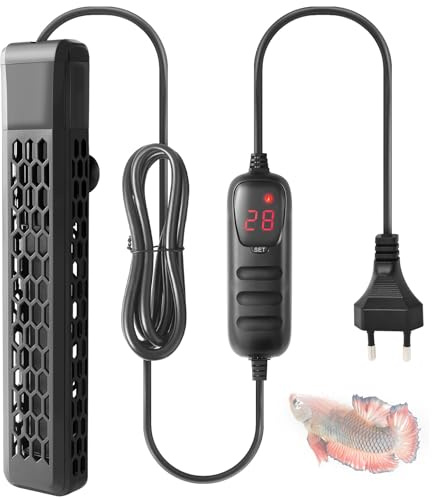 FEDOUR 200W 400W Aquarium PTC Heizung mit Kontrolleur: Digitales Aquarium Heizstab für Fisch- und Schildkrötenbecken 100-400L, Tauchbare Aquarienheizung mit Schutzgehäuse