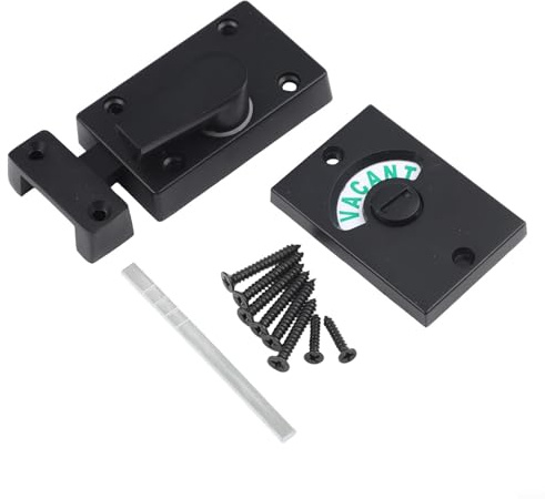 Bullone indicatore serratura porta per bagno privacy WC WC, indicatore vacante impegnato con segnale verde rosso, lega di zinco nero finitura opaca, 85 x 38 x 13 mm