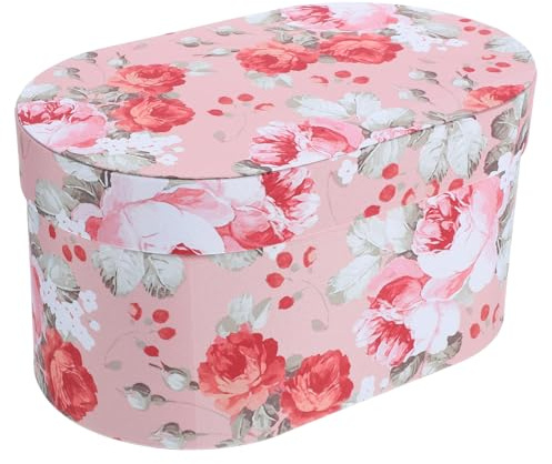 HOMSFOU Geschenkbox aus Bedrucktem Polyester Kleine Stoffkunst Geschenkverpackung Rosa mit Blumenmuster Stabile Schachtel für Pralinen und Schmuck als Gastgeschenk und Geburtstagsgeschenk