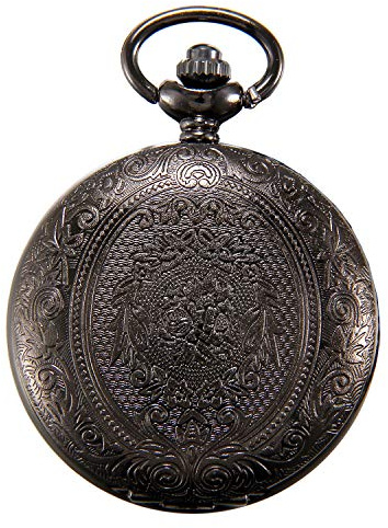 JewelryWe Taschenuhr Herren Damen Klassische Grün Leuchtendes Zifferblatt Analog Quarz Uhr mit Halskette Taille Kette Silber Geschenk