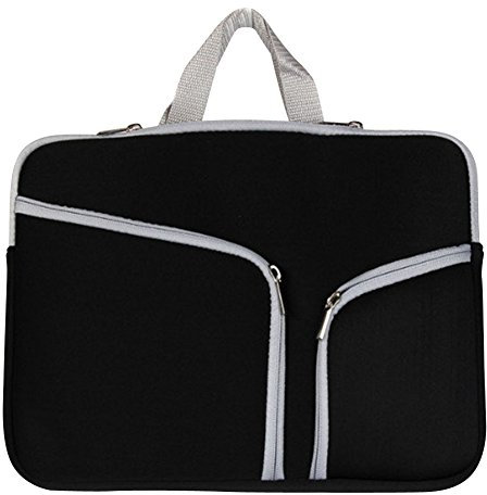 17 Inch Laptop Sleeve 360° Protective Case Cover with Two Lateral Pockets Zipper Handle with Great Space for Laptops/Notebooks/Ultrabooks/Netbooks Black