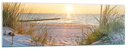 Panorama Bilder auf Glas 160x50cm Glasbild Düne Strand Meer Groß XXL Wanddeko Bild im Glas Schlafzimmer Küche Wandbilder Dekoration Wohnzimmer Modern Wall Decor Wand Kunstdruck Art GAB160x50-3989