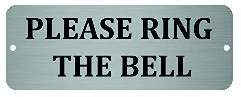 Maggie-mais Please Ring The Bell Metal Aluminium Door Sign Plaque for House Office 20cmx7.5cm (Brushed Silver)