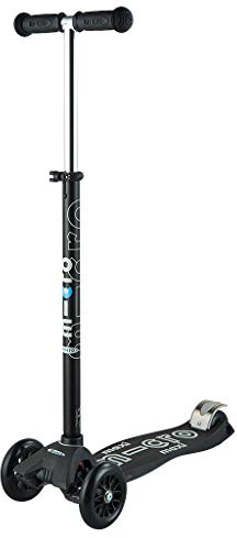 MICRO Maxi Micro Deluxe Schwarz/Grey MMD069 - Kick-Scooter - Schulweg & Freizeit - Antirutschbelag, Eloxierter Lenker, Zusammenklappbar