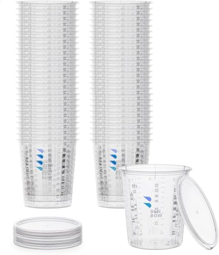 BenBow Vaso Medidor Profesional 50x 1370ml con 6x Tapa - Escala Diversa - Vaso Con Escala, Vaso Para Mezclar, Vaso Para Mezclar Pintura, Vaso Para Medir, Vaso Para Pintar, Vaso Para Mezclar