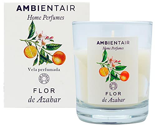 SEVENREEDS, Ambientair Home Profumo. Candela profumata fiore d'arancio, fragranza fiori d'arancio, candela profumata per casa, aromaterapia, candela in vetro per interni. Durata 30 ore