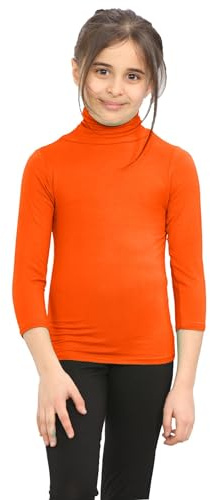 Hamishkane® Ny sköldpadda hals topp barn, avslappnad långärmad t-shirt flickor', barn pikétröjor flickor & pojkar t-shirt för skola och sport, sköldpadda hals unisex topp, NEONORANGE, 11-12 År