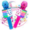 ICNOW Microfono Wireless Karaoke per Bambini, 2Pcs 5-in-1 Microfoni Karaoke Bluetooth con Luci a LED Giocattolo Regalo per Ragazzi Ragazze Adulti Famiglia Party
