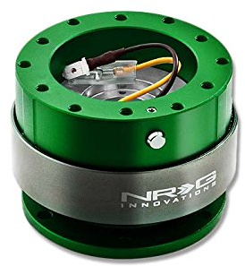 NRG Innovations Race Steering Wheel Quick Release Kit with Titanium Ring,Green Body, NRG-SRK-200GN-TI