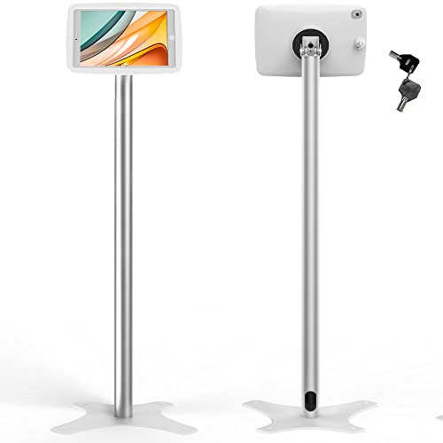 Beelta Kiosk Boden Tablet Ständer Kompatibel mit 10.2 iPad 7 8 9. 120 Grad drehbar ABS Kunststoff Tablet Gehäuse+Aluminium Stange+Metalll Basis BSF302T